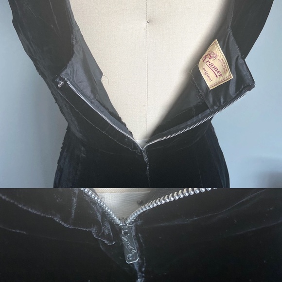 🖤SOLD🖤1950s Kramer Original black velvet wiggle dress - Picture 9 of 10